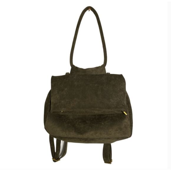 Anthropologie Olive Green Vegan Suede Backpack - Picture 1 of 6